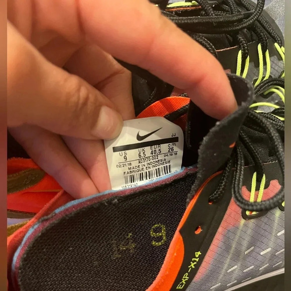 Nike EXP-X14 Black Volt Total Crimson Women Sneakers SZ 9 - Picture 9 of 9